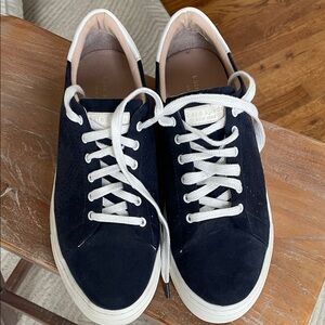 Kate Spade Blue Suede Sneakers with White Laces